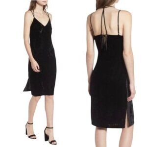 Splendid Crushed Velvet Slip Dress Sz.S Black Lace Trim Gothic Event Y2K 90s